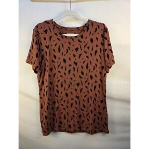Nine West Women's Medium Top Brown Speckle Animal Print Soft Spun 95% Rayon